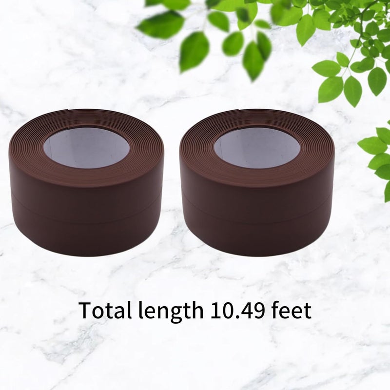 Begino Waterproof Caulk Tape Sealant Strip, 1.5" W x 10.5'L PVC Sealing Tapes for Kitchen Bathroom Bathtub Countertop Toilet Sink (Brown) - Image 3